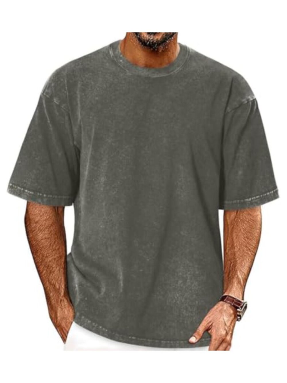 Mens Oversized Vintage Washed T Shirt 100% Cotton Loose Fit Summer Tee
